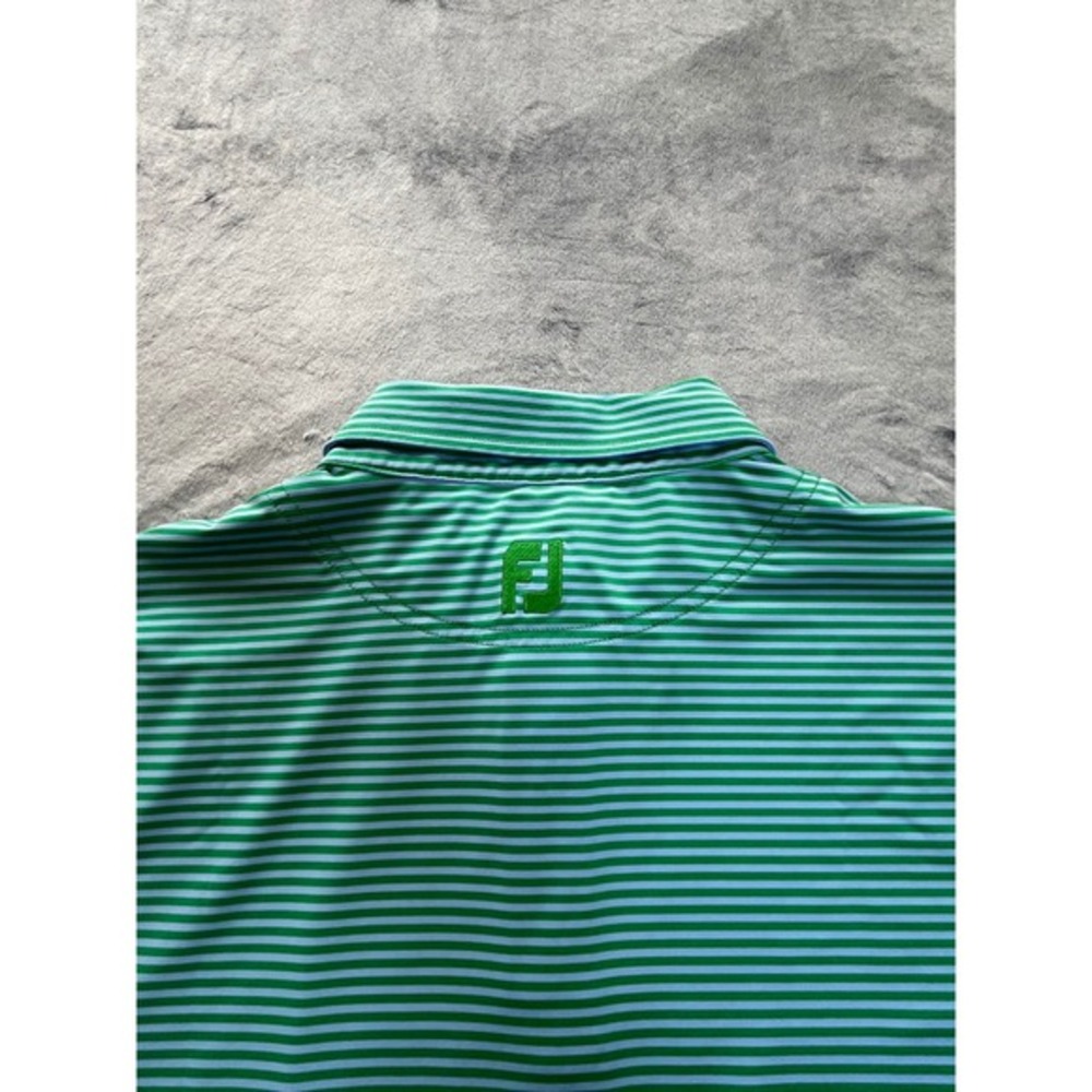 FootJoy Polo Shirt Mens XL Green Striped Performance Short Sleeve Golf Top - Picture 6 of 6